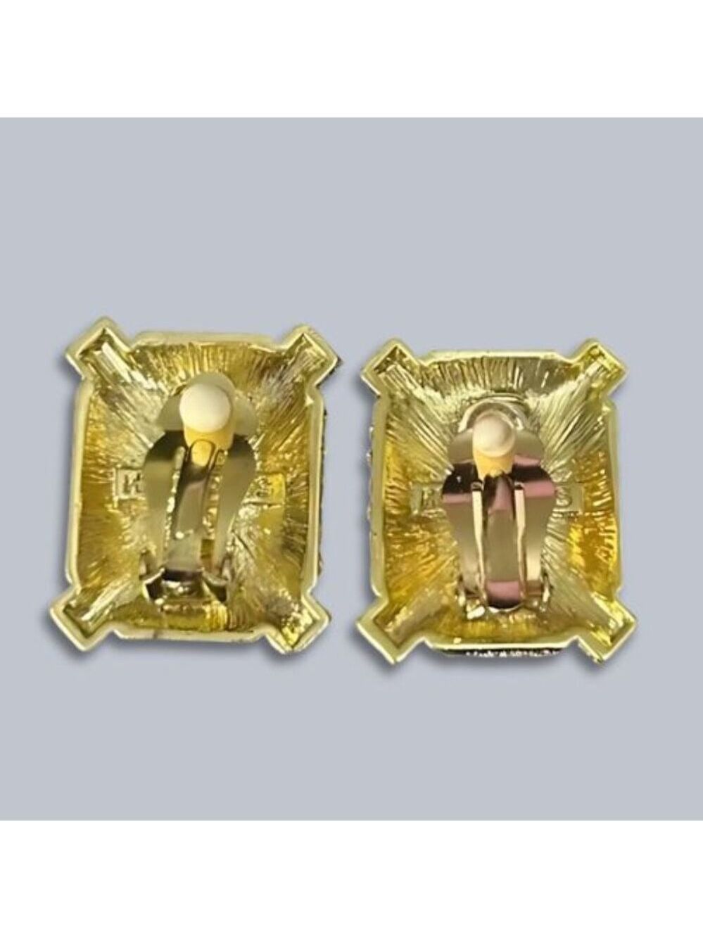 Heidi Daus Clip Earrings Estate Splendor Clear Crystal Rectangular Gold Tone OS - Picture 9 of 12